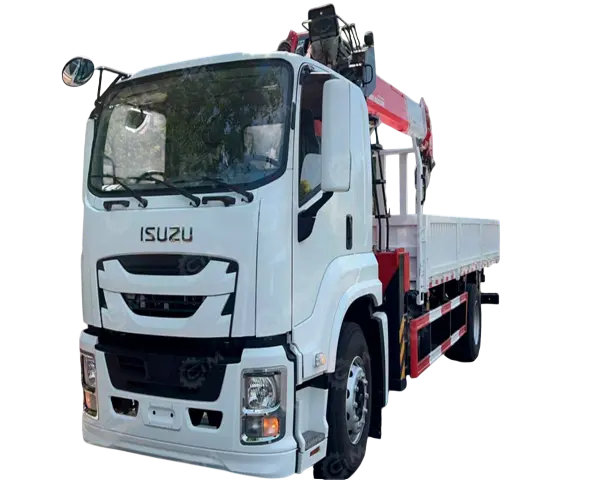 Бортовой грузовик ISUZU 4x2 дв 177kw гп 8 тонн c кму CHANG XING SQS100-4 гп 4 тонны 4 секции длина стрелы 10,2 м кузов 6200х2450х550mm